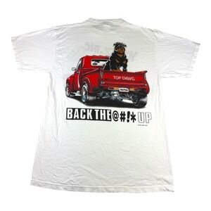 1994 Top Dawg T-Shirt Men's Large White Hip Hop Rottweiler Rap Airbrush Back Up